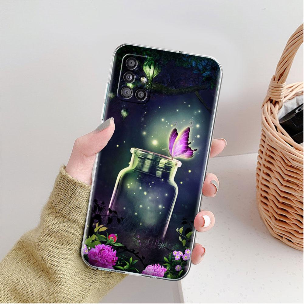 

Прозрачный чехол Butterfly Moon для Samsung Galaxy A52 A12 A51 A32 A21s A71 A32 A22 A50 A70 A31 A72 5G Phone Cover Samsung A53 5G