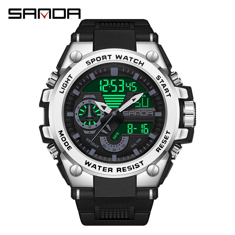 Sanda 6024 Outdoor Sports Shockproof Waterproof Luminous Watch - Unisex Multifunctional Electronic Watch