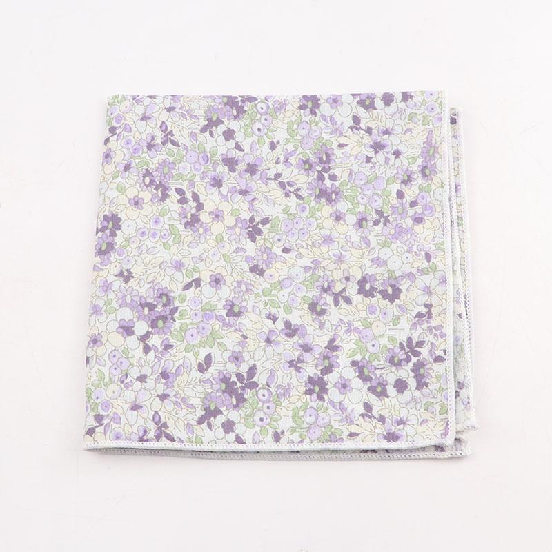 25cm Vintage Floral Cartoon Printed Handkerchief Cotton Women Men Wedding Suits Pocket Square Adult Gift Accessory High Quality