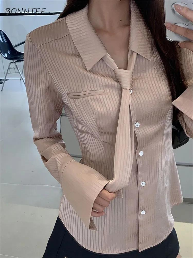 

Satin Striped Ribbon Shirt XL рожевий