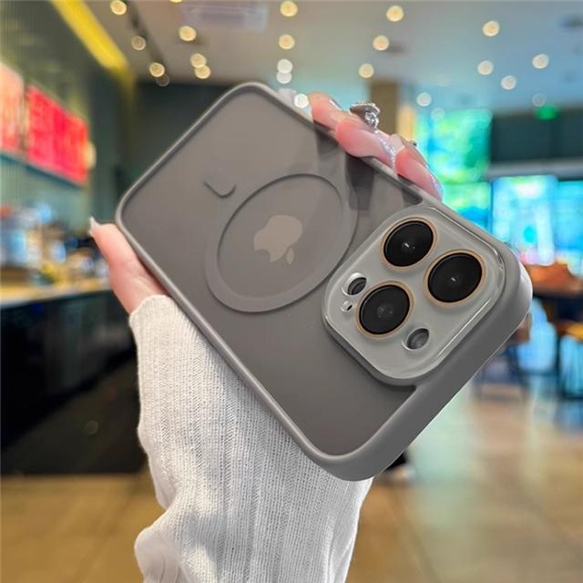 For iPhone 16 Pro Max Luxury Lens Glass Magsafe Magnetic Phone Case For iPhone 13 14 15 Plus Matte Translucent Protective Cover