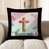 2D Easter Cross & Floral Decorative Pillow Cover Pattern Cushion Cover Suitable For Sofa Bedroom Car Pillow Cover