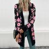 YYFS Cardigane cu mânecă lungă cu imprimeu cu flori de modă ocazională pentru femei
