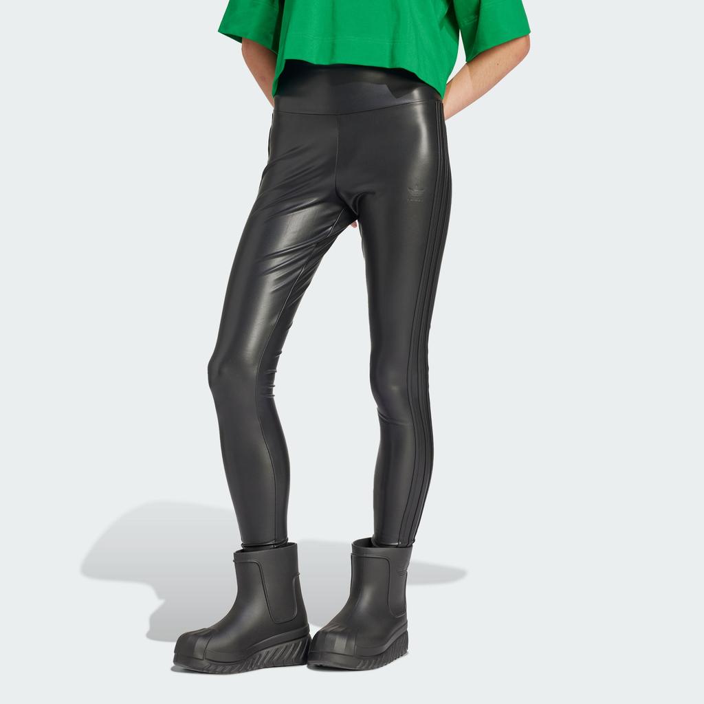 adidas Originals Faux Leather Leggings Women Bottoms Black IY9022