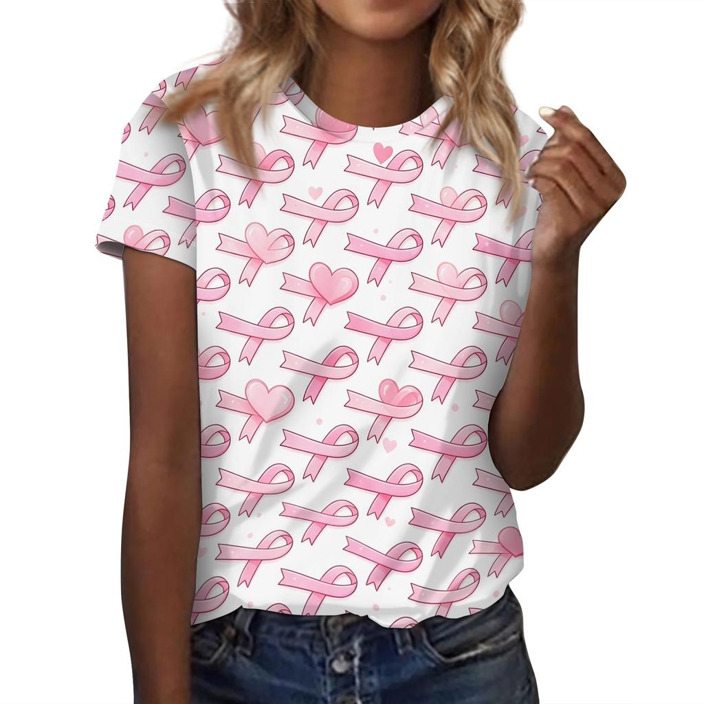 Dames Mode Casual Ronde Hals Borst Print T-shirt