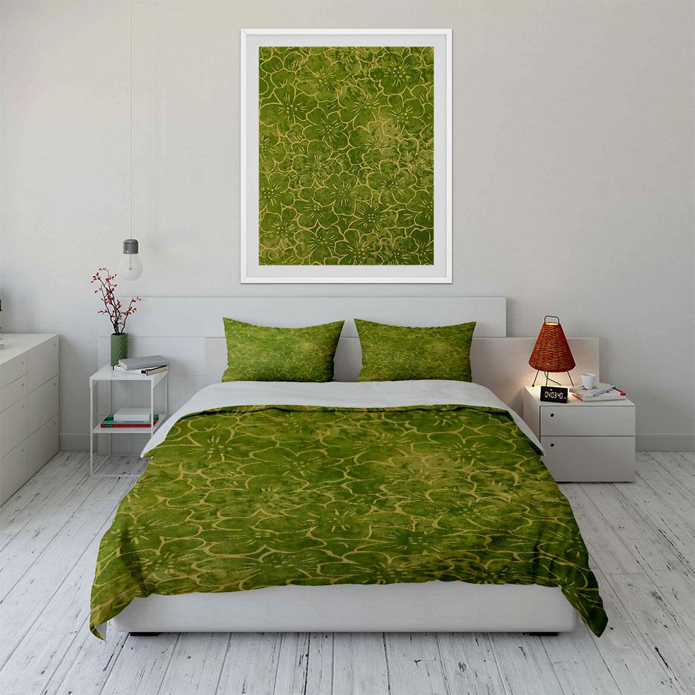 Green Floral Outline Pattern. Bedding Sets Duvet Cover Sets Duvet Covers Pillowcases(1 * Duvet Cover 2 * Pillowcases, Without Duvet Insert)