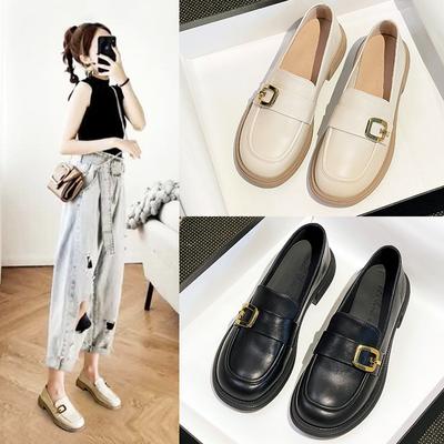 Mary Jane Loafers Women's Spring British Style Casual Shallow Mouth Student Single Shoes Small Fragrant Wind Side Buckle Small Leather Shoes