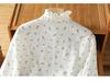 Soft Cotton Floral Print Long Sleeve Shirt with Ruffled Collar