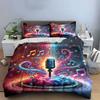Music Theme Decorative Set Bedding Set with 1 Duvet Cover 2 Pillowcases Single Double King Queen, Gift