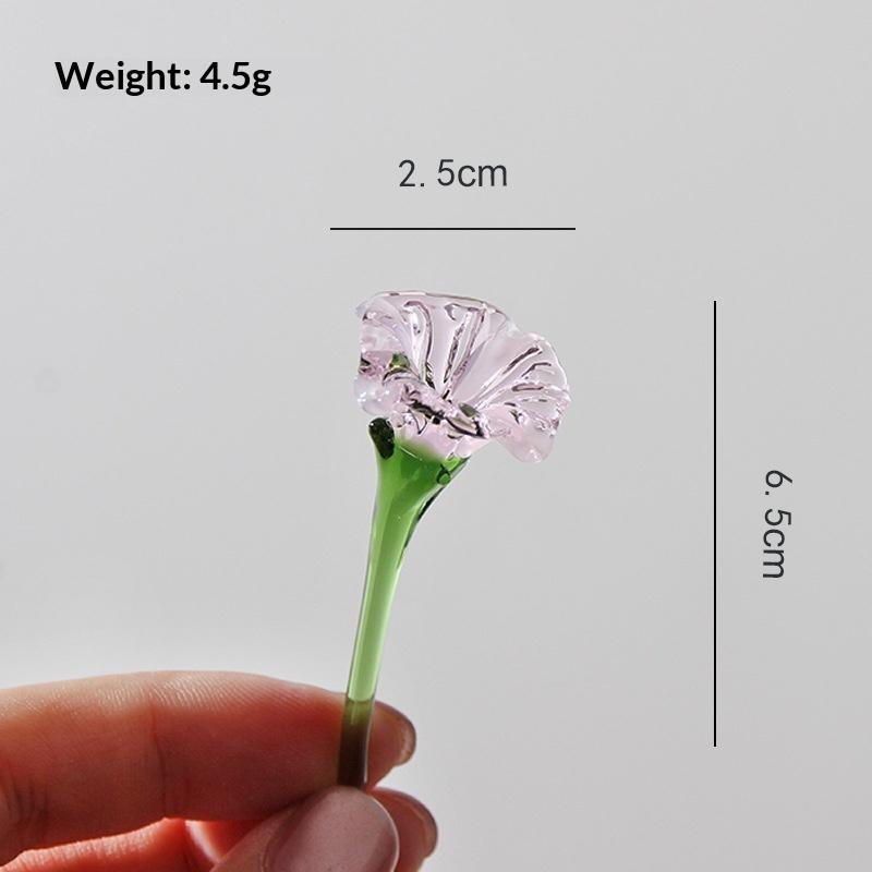 Handmade Glass Mini Flower Ornament Art Glass Artificial Flower With Small Vase Tabletop Decoration For Home Desktop Gift