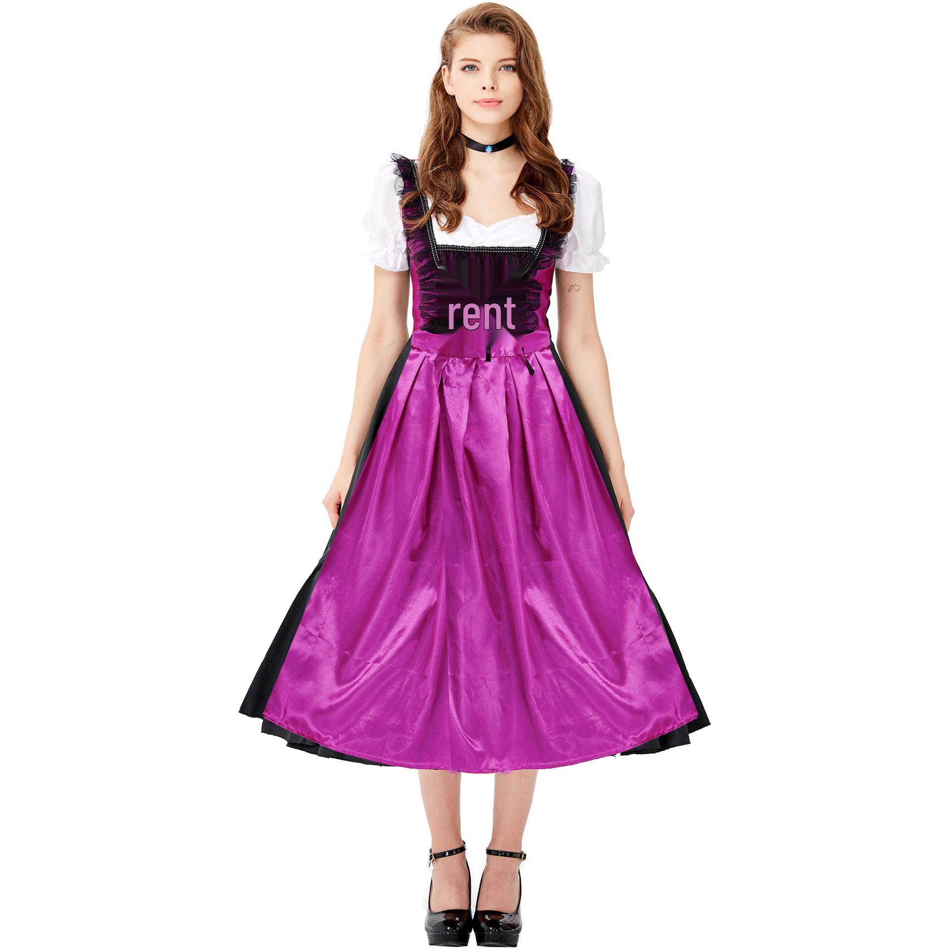

European & American Women s Sexy Oktoberfest Maid Costume for Halloween & Masquerade M фиолетовый