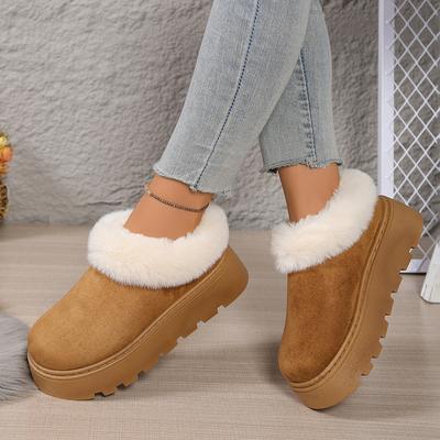 Winter Verdicken Plüsch Warme Schneestiefel für Damen Übergröße 36-43 Rutschfeste Baumwollgepolsterte Schuhe Frau Kunstfell Plateau Stiefeletten