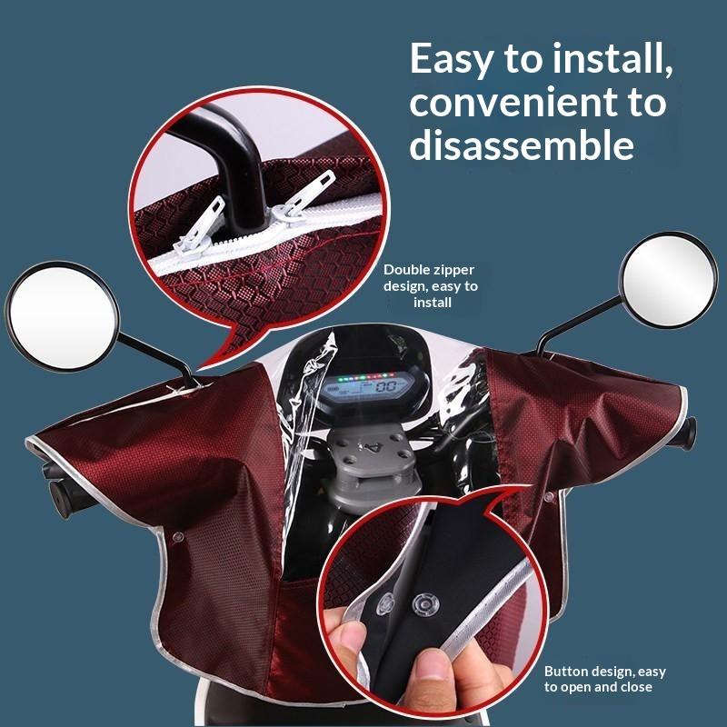 Electric Scooter Dashboard Rain Cover Waterproof Zipper Transparent Window Quick Installation for Scooter Riding Gear