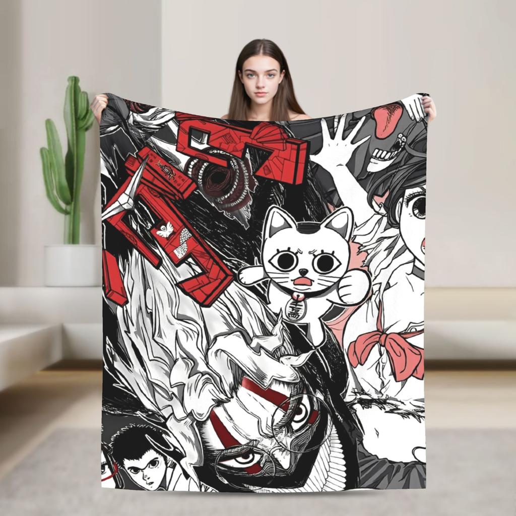 Turbo Granny Dandadan Anime Blanket Street Trend Plush Throw Blanket For Living Room Airplane Travel Flannel Bedspread Bed Cover