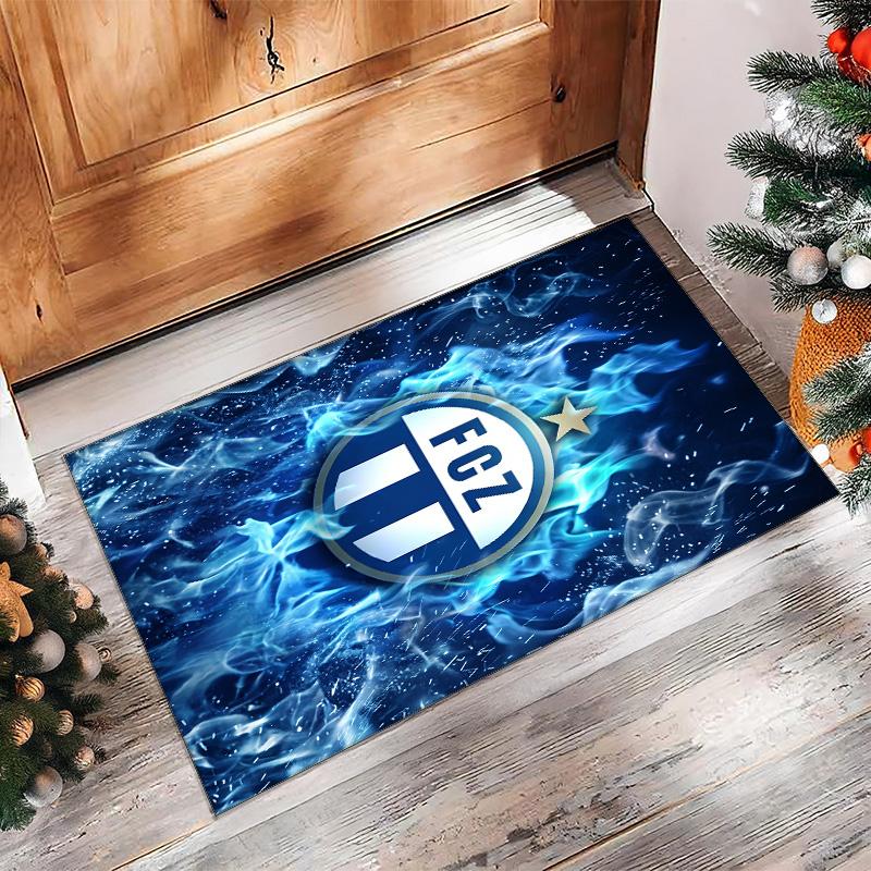 Tappeto Morbido Area Rug con Motivo Calcio FC Zürich Antiscivolo Tappeto per Pavimento Interno Tappetino Decorazione Sportiva per Camera da Letto