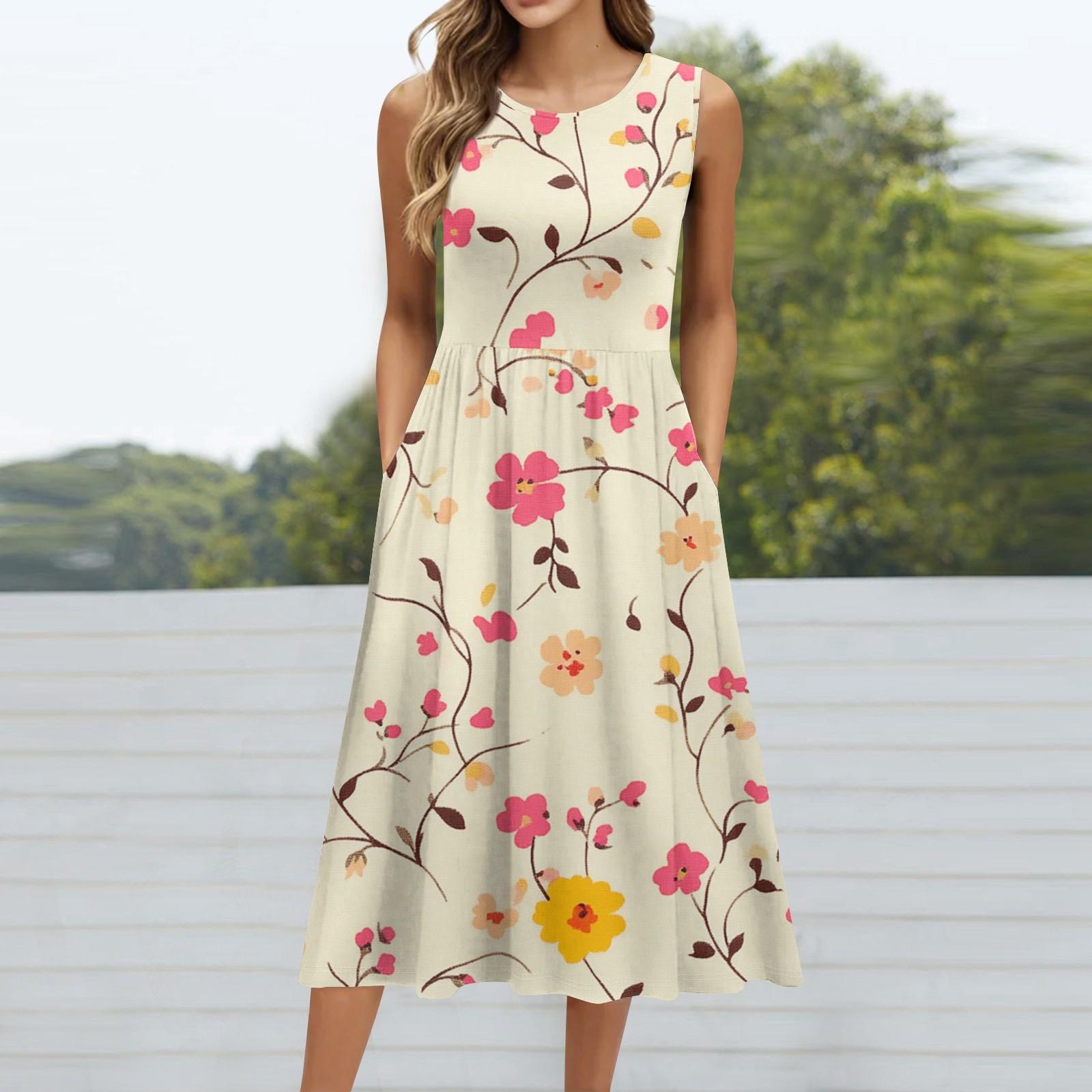 

Сукні для жінок літні повсякденні на ґудзиках з V-подібним вирізом з коротким рукавом сукні для роботи XL бежевий