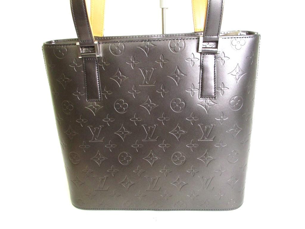 Äkta LOUIS VUITTON Monogram Svart Läder Toteväska Handväska Stockton #9369 Säljaren renoverad