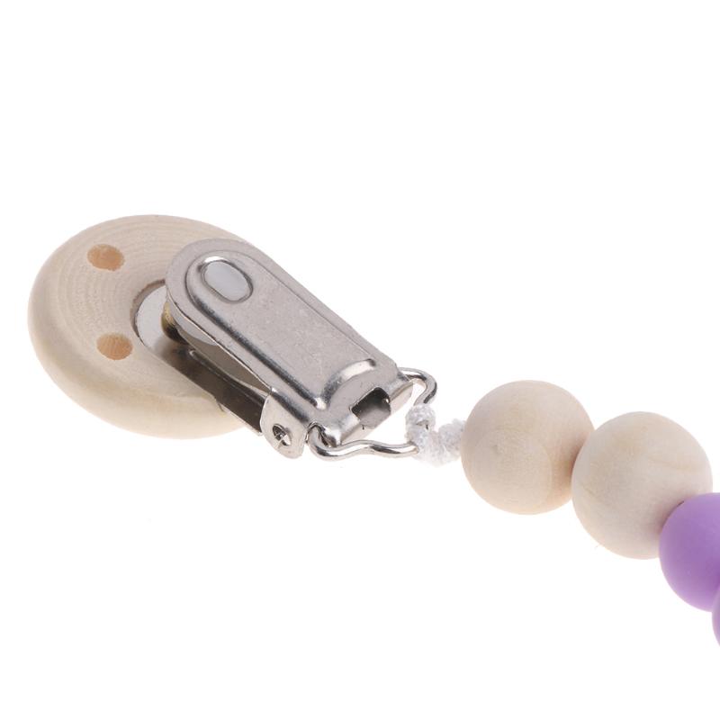 Nipple Holder Beaded Wooden Baby Pacifier Clip Chain Nipple Leash Strap Pacifier Clips Soother Chain