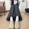 Grey Bud Culottes Women's New Autumn High-waisted Thin Pendant Soft Waxy Small Glutinous Rice Wide-leg Pants