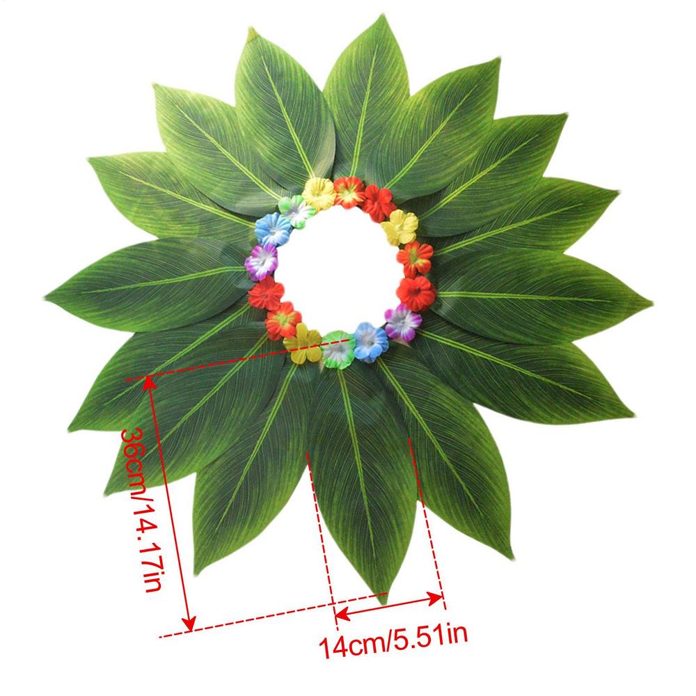 HulaSkirt Hawaiian Party Green Leafs Big Leaves Elastic Dancer Wear Holiday Decoration Children Adult Wedding Festival