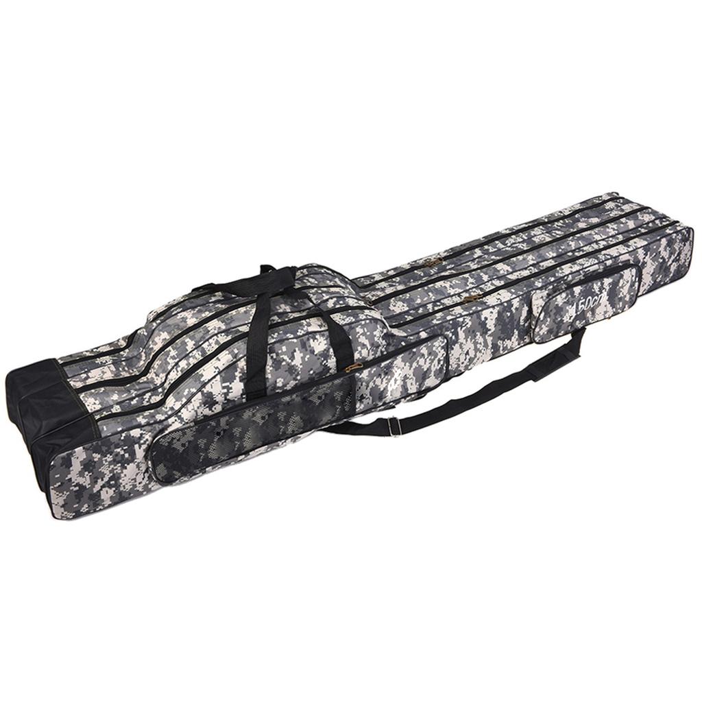 Doorslay 3 Layers Fishing Bag Portable Folding Fishing Rod Reel Bag Fishing Tackle Carry Bag Case Travel Storage Bag