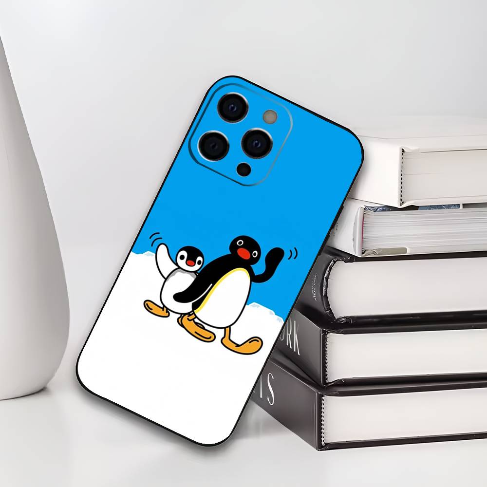 Cute Kawaii P-Penguin Phone Case For iPhone 17,16,15,14,13,12,11 Plus,Pro Max,XS,Soft Silicone Black Cover
