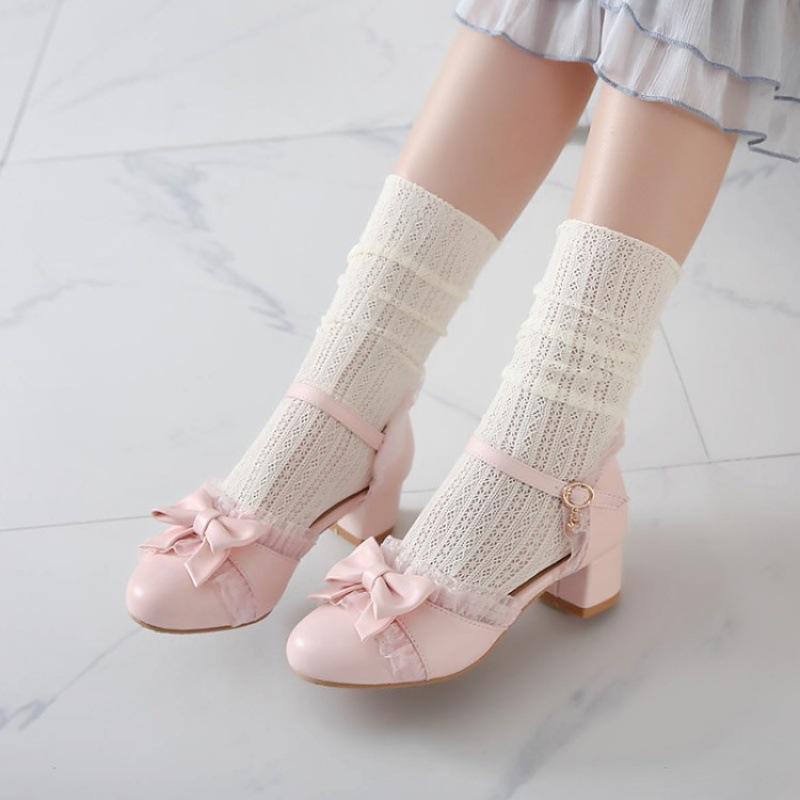 Summer girls sandals medium and older children Lolita little girls bag head Lolita high heel princess shoes children princess shoes