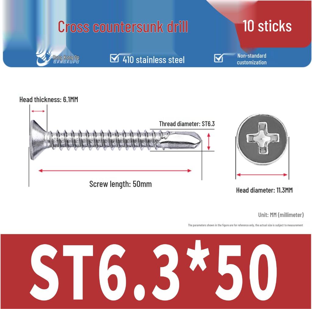 410 Stainless Steel Flat Head Phillips Self-Tapping Self-Drilling Screws