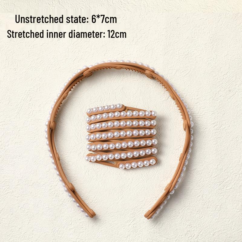 2024 Pearl Retractable Folding Headband: New Hair Accessory for Women, Combats Frizzy Hair, Ideal for Washing Face