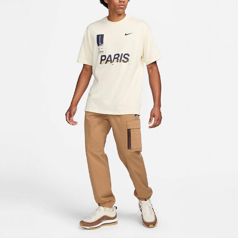 Nike Paris Saint-Germain Letter Print Short Sleeve Soccer Jersey Men Tops Coconut-Milk FQ1546-113