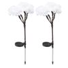 2pcs Camellia Lights Solar Waterproof Outdoor Decorative Fairy Flower Lights for Garden White
