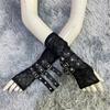 Adjustable Rock Style Lace Arm Protector With Embellished Design For Wrist Support And Stylish Defense