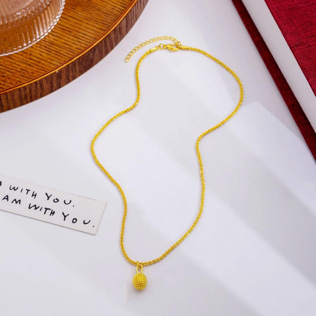 Vietnam Sand Gold Durian Pendant Necklace, Niche Fashion Geometric Oval Activity Gift Necklace Women