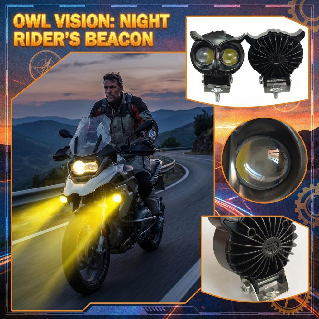 Motorcycle Owl Spotlight, LED Headlights With Strong Light, Integrated Long-distance And Short Distance Streetlamps (Single Unit)