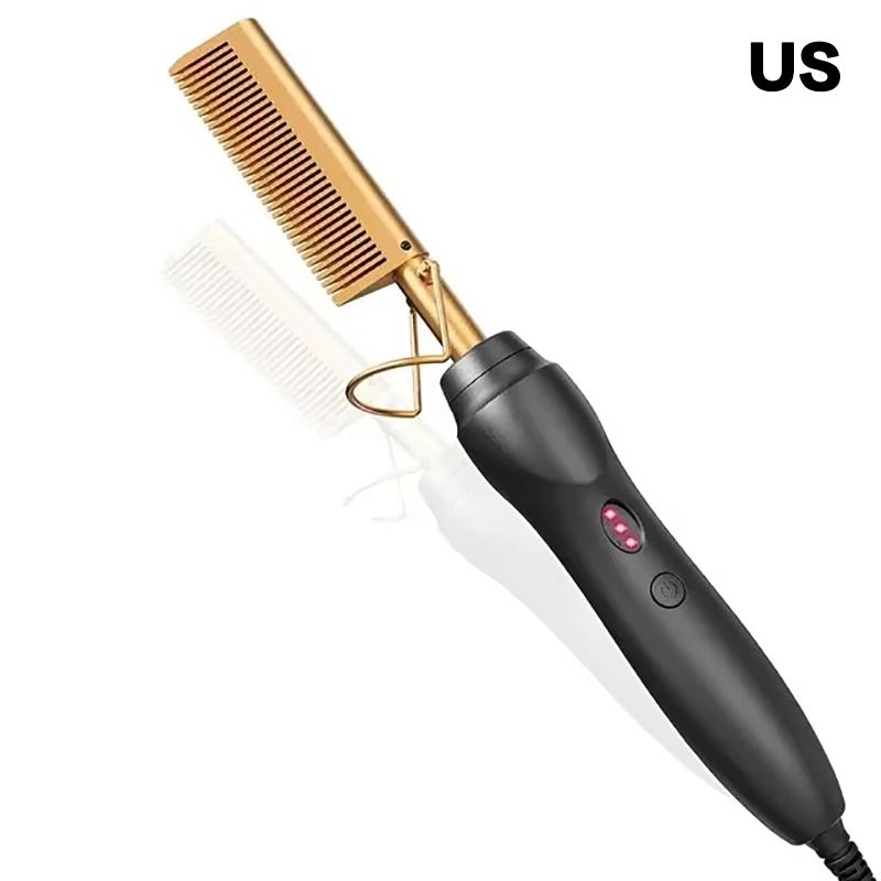 

2 In 1 Electric Hot Heating Comb Pressing Hair Straightener Curler Wet Dry Hair Iron Straightening Brush Hair Styling Tool US