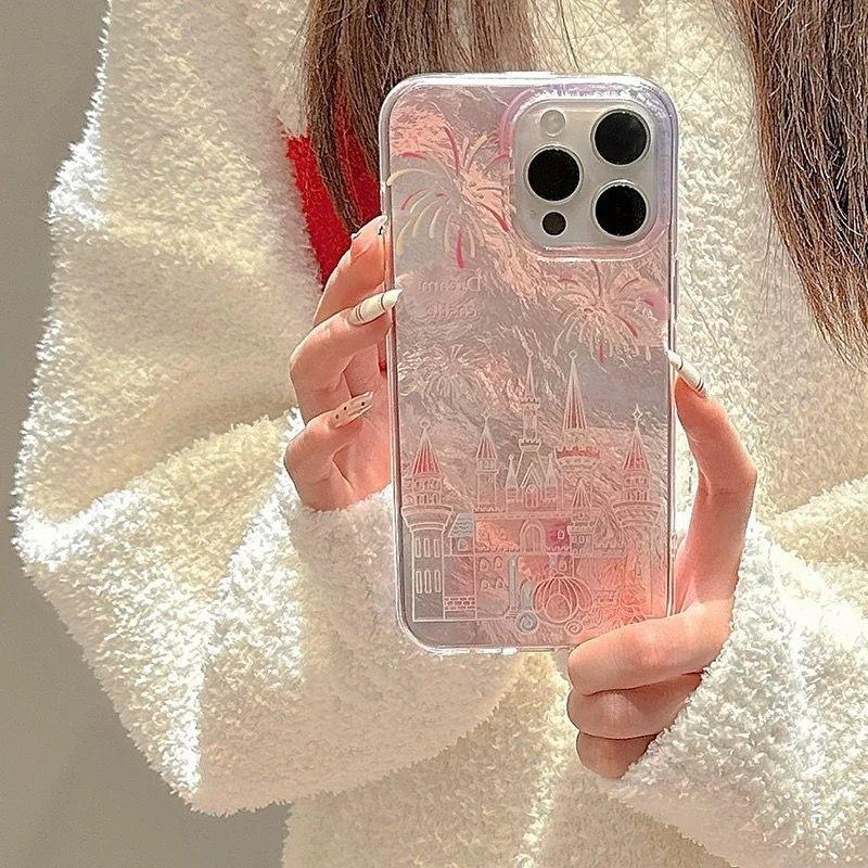 New Castle Fireworks Large Hole Suitable for Apple 16 Mobile Phone Case IPhone 15 Protective Case 14 13 12 Laser Case