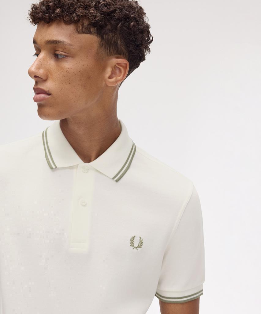FRED PERRY [M3600] Twin Tip Fred Perry Shirt - Light Ecru/Olive Mint Afpm2513600-Y54