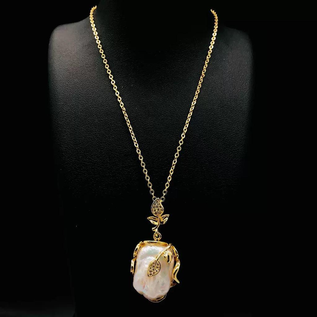 Vintage Elegantes Barockperlen Schmuckset - Quadratische Süßwasserkette, Ring, Ohrringe für Damen
