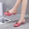 Fashion Women Slippers Mules Slides Shoes Female Clear Heels Sandals with Chain Low Heels Open Toe Outdoor Party Fashion Footwear Black