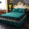Winter Crystal Velvet Single-piece Padded Lace Bed Skirt Thickened Thermal Mattress Cover Mattress Cover Non-slip Bed Cover Pad