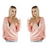 Fall Fashion Deep V Batwing Sleeve Knit Tshirt For Office Wear Women