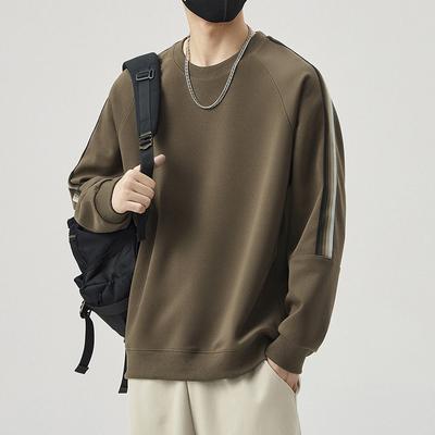 Crew Neck Splicing Contrasting Striped Sweater Men'S Spring And Autumn Design Sense Niche Trendy Brand Loose Pullover Long-Sleeved T-Shirt