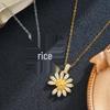 Elegant 2026 Super Sparkle Small Daisy Necklace: Women's Full Diamond Sunflower Collarbone Chain