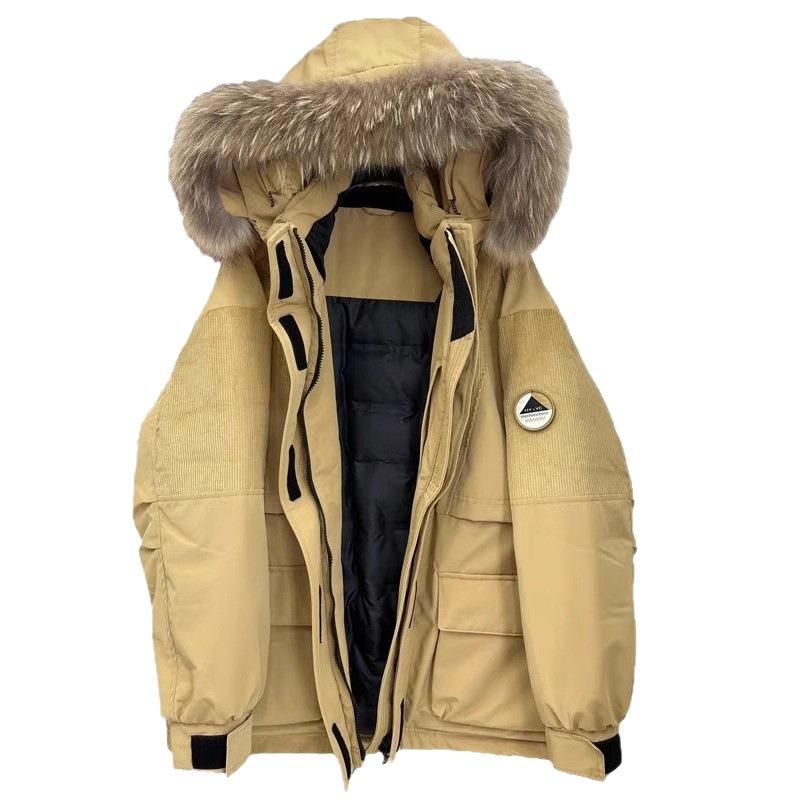 Jacket down jacket women's new medium and long white duck down thickened tooling pie to overcome couples winter coat