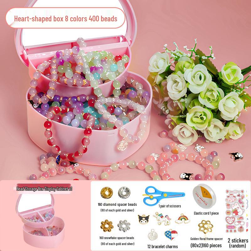 Handmade DIY Beading Kit for Kids: Educational Bracelet & Necklace Craft Set with Glass Beads