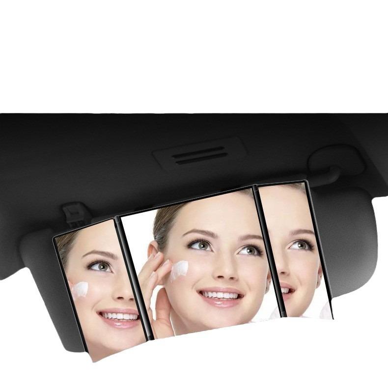 Tri-Fold LED Car Vanity Mirror with Sun Visor Attachment