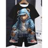 Directional Hot Selling Summer Boys Cool Dinosaur with Stars Printed Short-Sleeved Shorts Suit Abstract Style