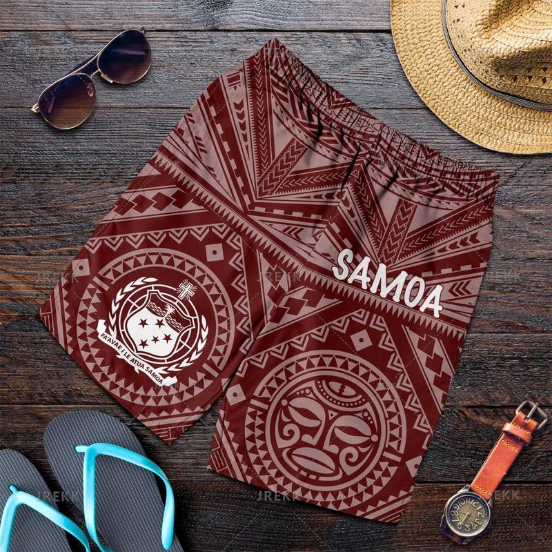 New Harajuku 3D Samoa Emblem Print Beach Shorts Fashion Streetwear Board Shorts Unisex Cool Swimming Shorts Men Swimming Trunks