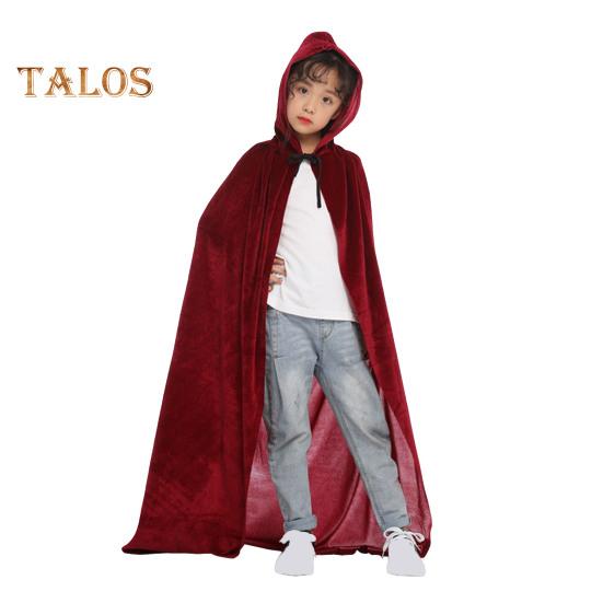 

Детский плащ для косплея на Хэллоуин с завязками и капюшоном, свободный, длиной до пола, однотонный, унисекс, сценическое шоу, выступление, ведьмовская накидка 110cm