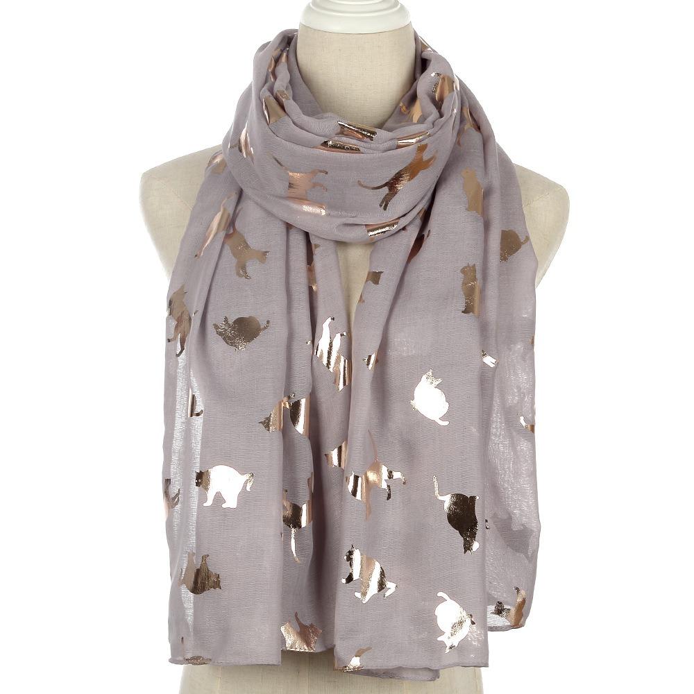 with Frayed Hem Animal Scarf Soft Shawl Wrap New Design Cat Print Scarf